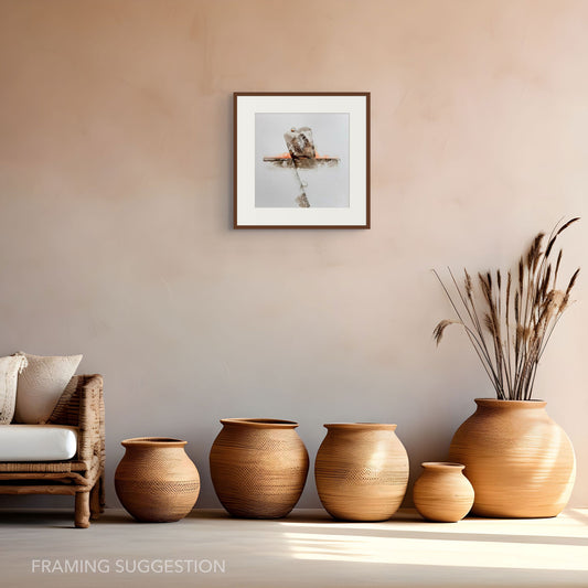 Point in Time by Hein Botha shown framed in a warm contemporary interior