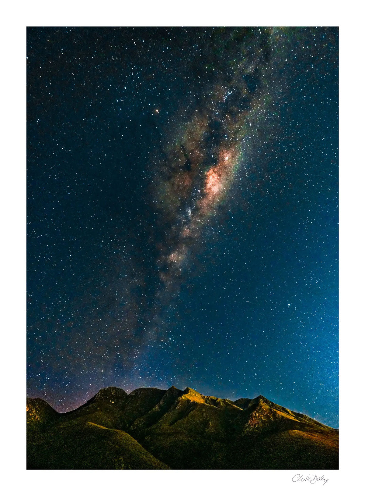 Milky Way Over the Outeniquas by Chris Daly, night landscape photograph of the Milky Way rising above the Outeniqua Mountains in South Africa.