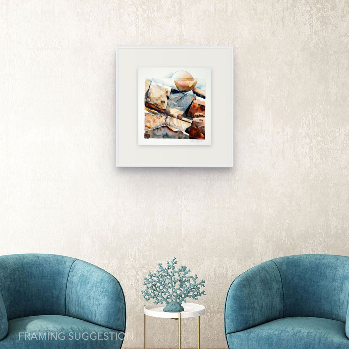 This Time Round, Hard Land / Heartland by Hein Botha shown framed in a contemporary interiorv