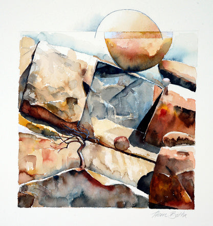 This Time Round, Hard Land / Heartland, original acrylic ink on paper by Hein Botha signed on the front