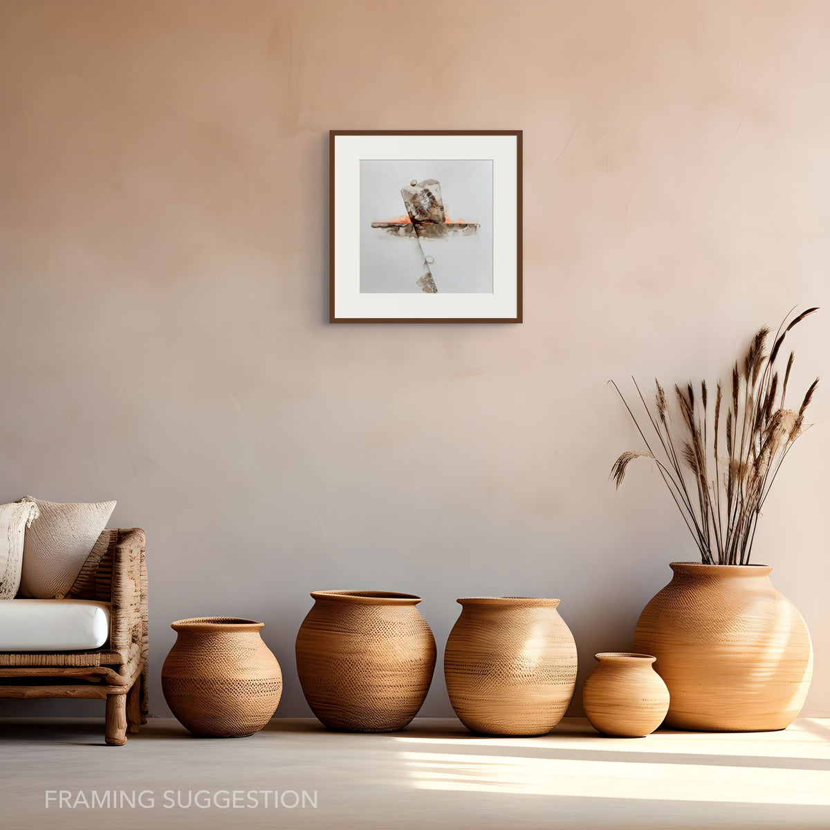 Point in Time by Hein Botha shown framed in a warm contemporary interior