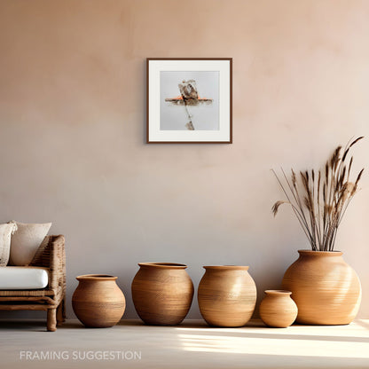 Point in Time by Hein Botha shown framed in a warm contemporary interior