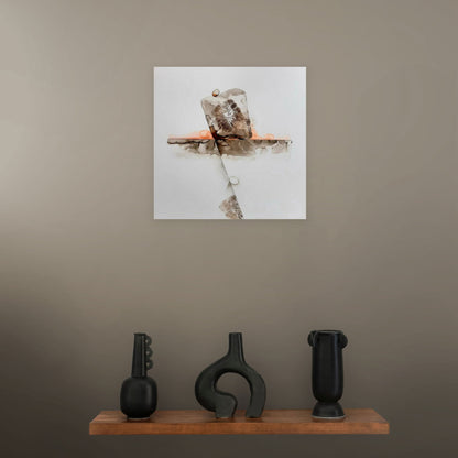 Point in Time abstract artwork by South African artist Hein Botha displayed above a shelf