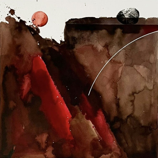 Detail of Probe – Hard Land/Heartland, an abstract acrylic ink work on paper by Hein Botha