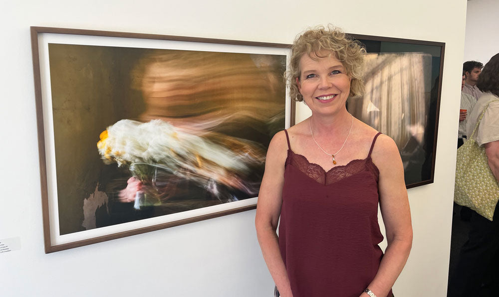 Artist Robyn Daly with her long-exposure photograph Lady With A Vase 2 at the Royal Hibernian Academy Annual Exhibition in Dublin.